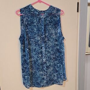 Apt. 9 Blue Patterned Sleeveless Button-Back Blouse